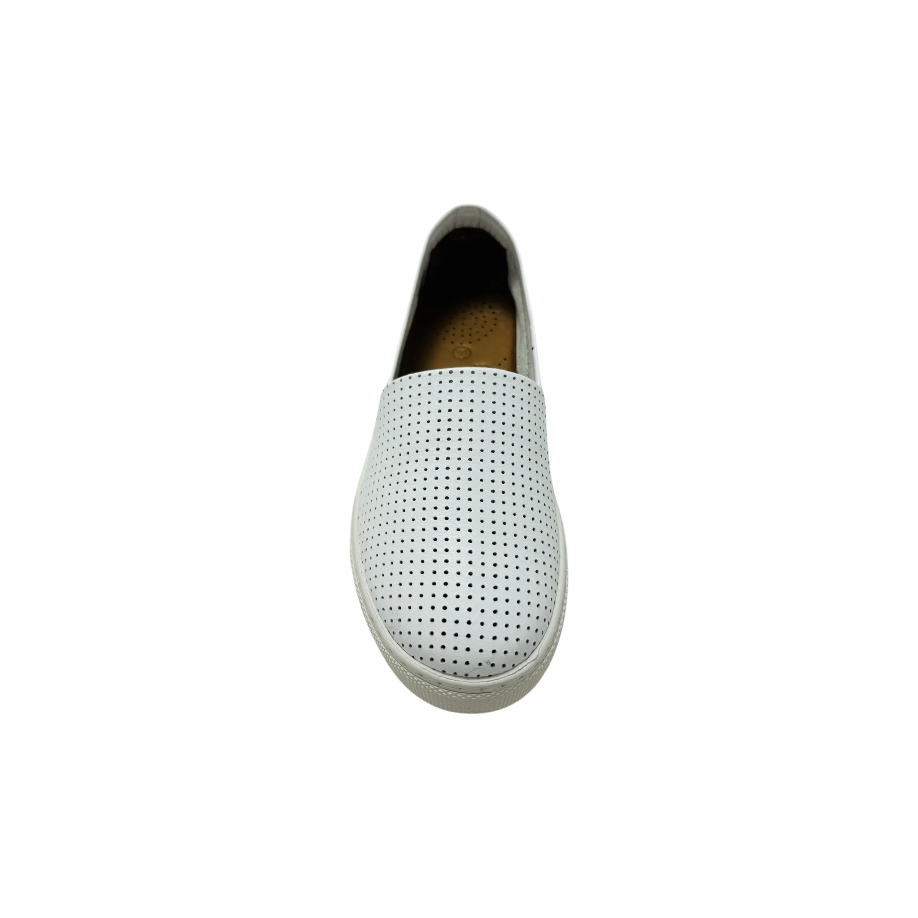 Lila White Leather Slip on