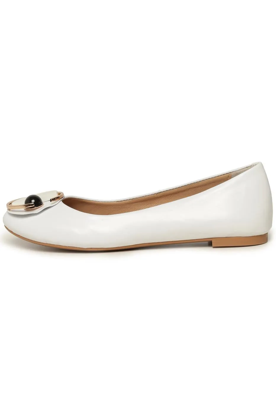 Modern Geometric Ballet Flats - White