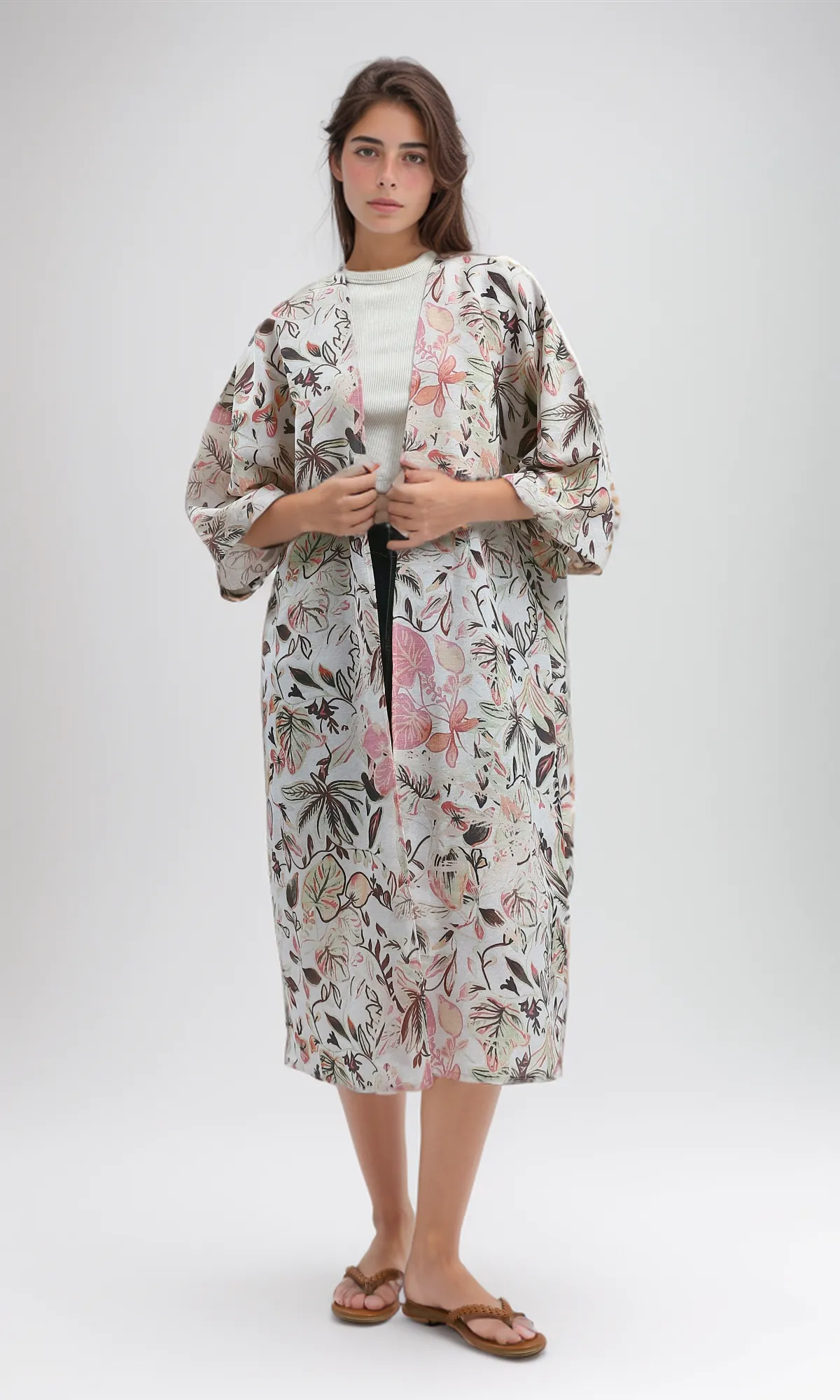 O193464 Trendy Pattern Slip On Multicolour Summer Kimono