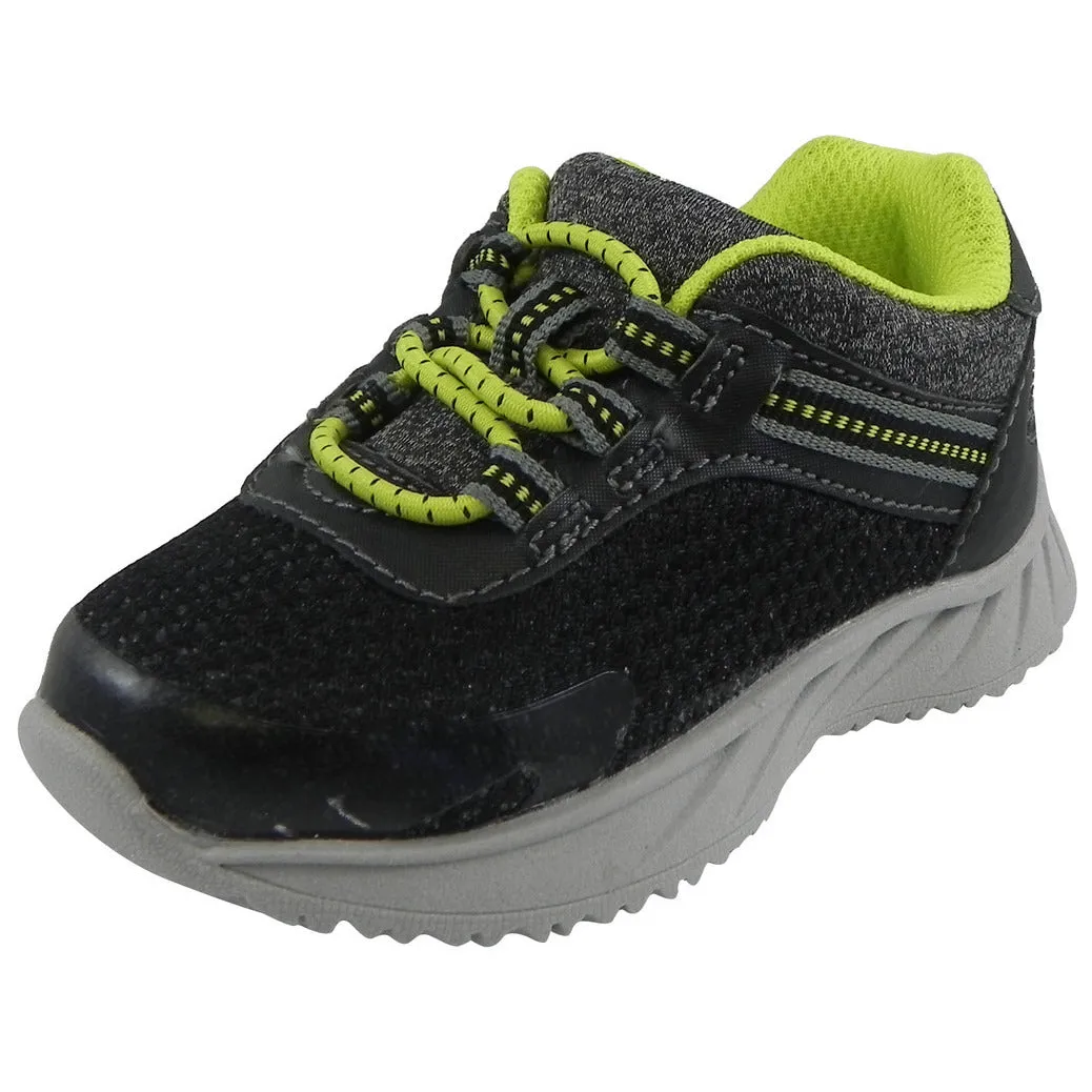 OshKosh Boy's Surge Mesh Stretch Lace Slip On Sneaker Black/Lime