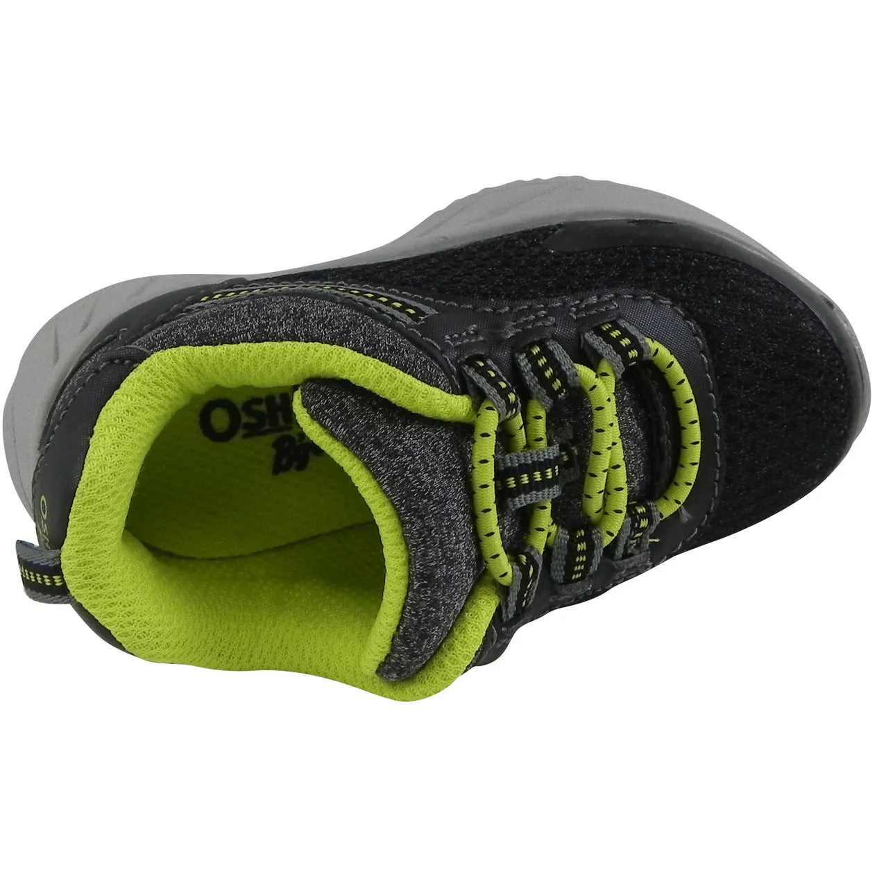 OshKosh Boy's Surge Mesh Stretch Lace Slip On Sneaker Black/Lime