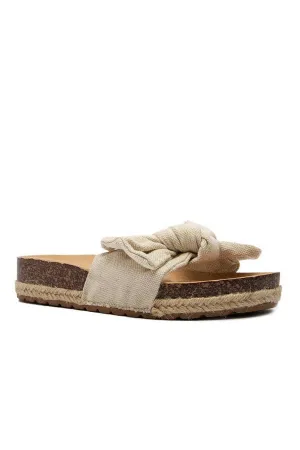 Qupid Espadrille Slide Sandals in Beige