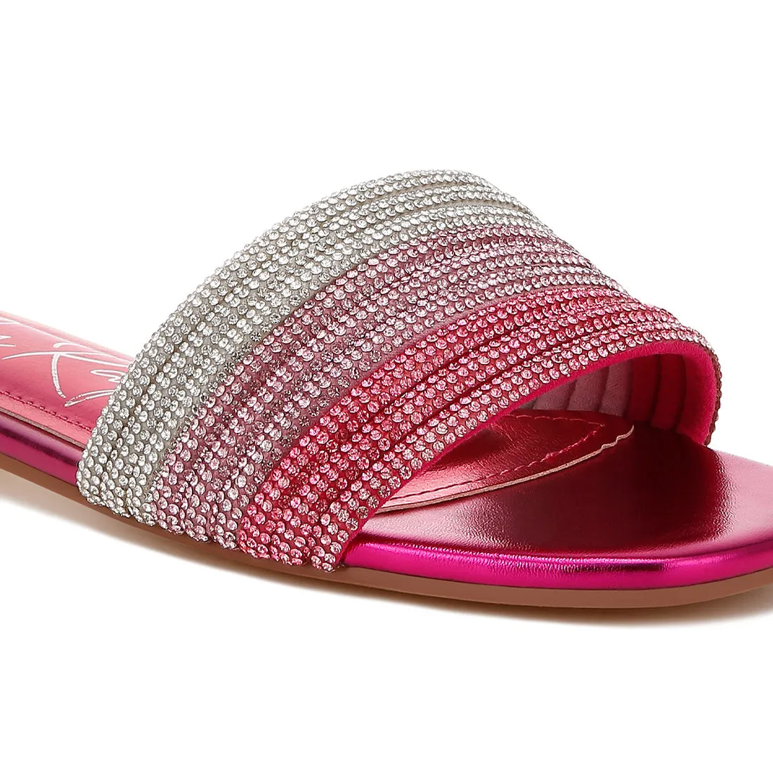 Rhinestone Strap Slip On Flats