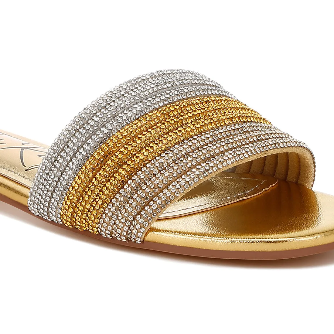 Rhinestone Strap Slip On Flats