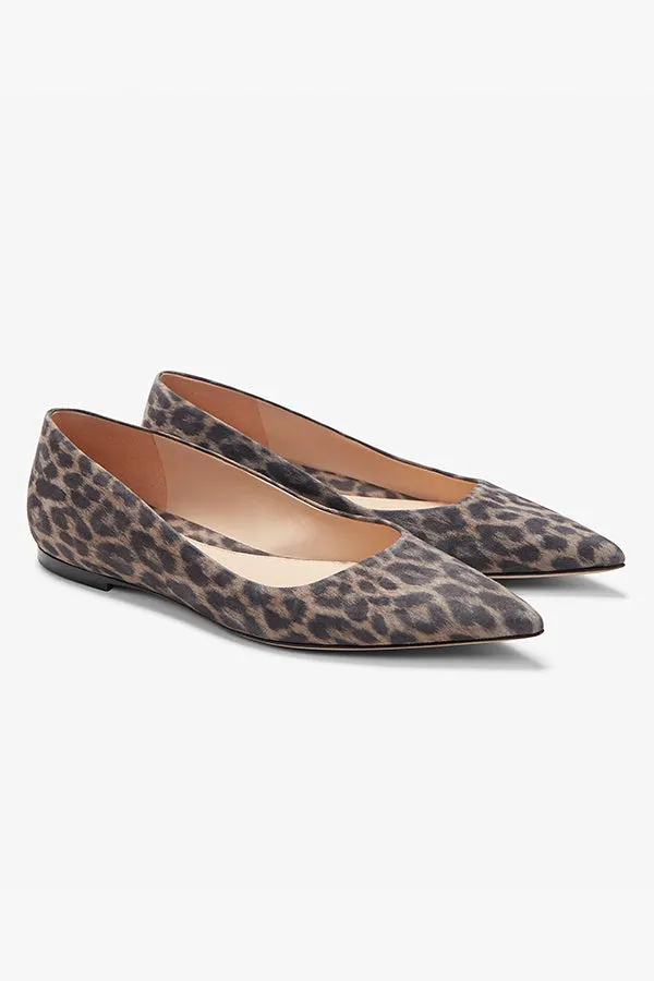 Rowan Flat - Leopard Suede :: Taupe / Black