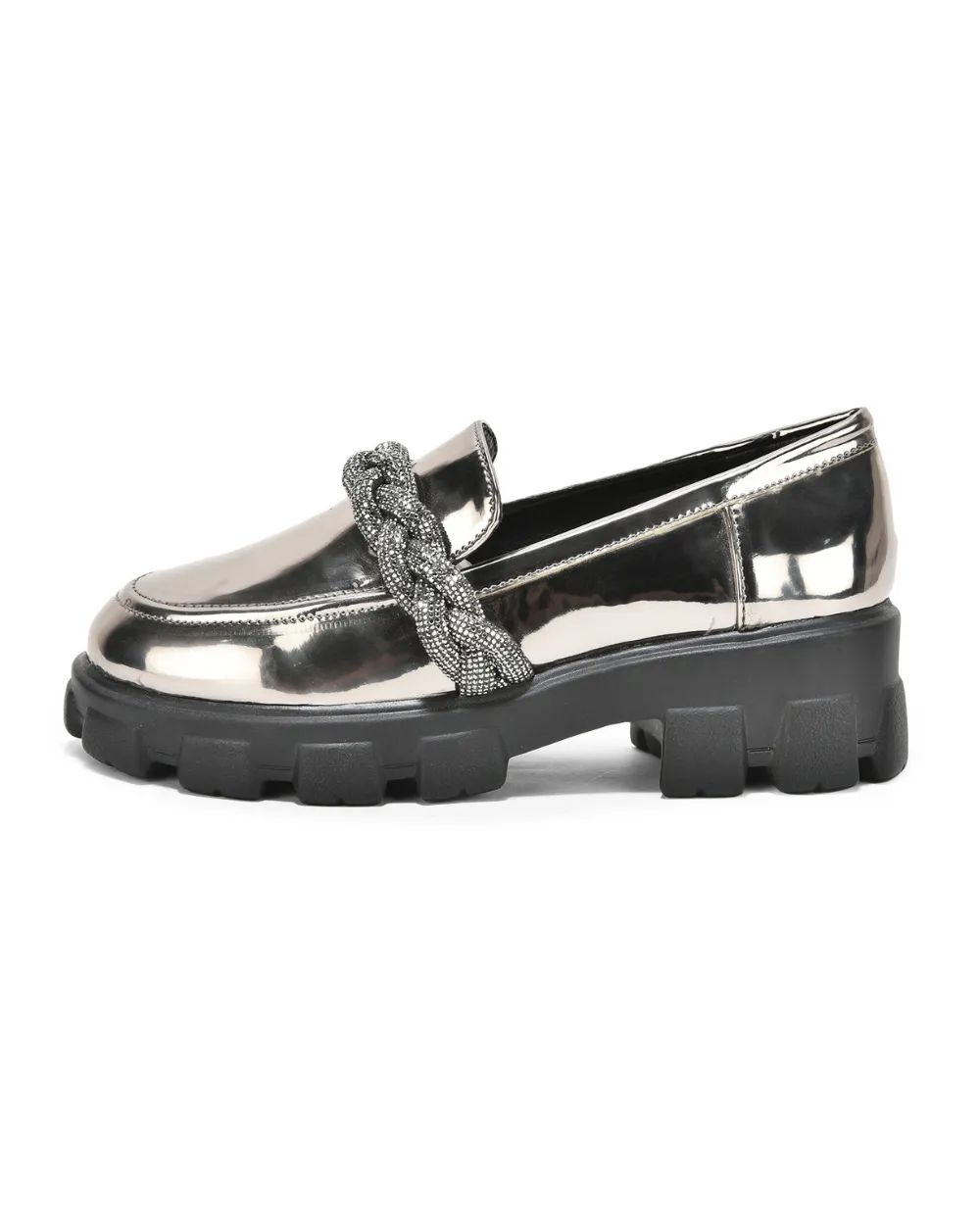 Silver Slip-on Rhine Strap Loafers