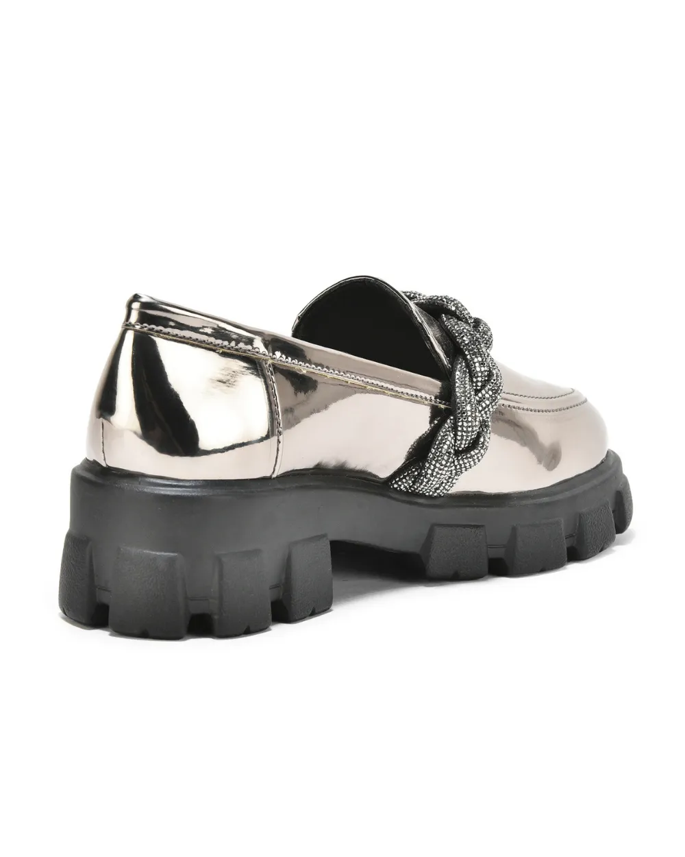 Silver Slip-on Rhine Strap Loafers