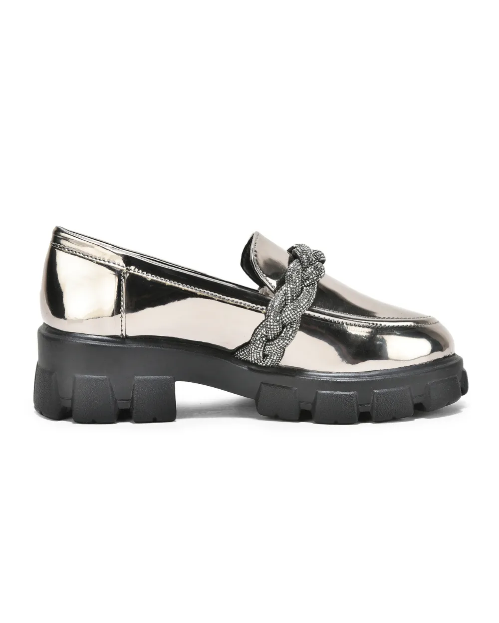 Silver Slip-on Rhine Strap Loafers