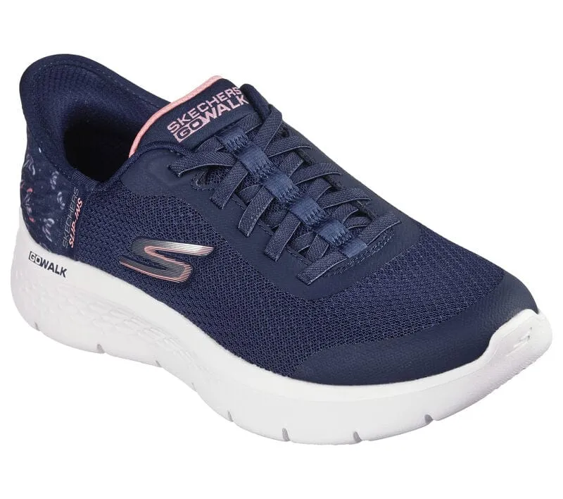 Skechers Women's Go Walk Flex Sneakers- Navy/ Pink