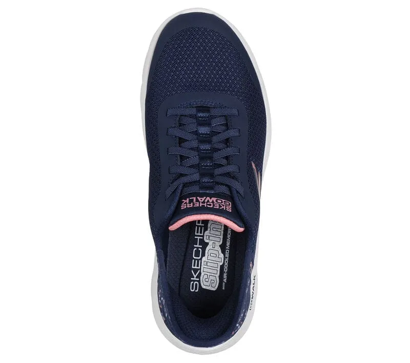 Skechers Women's Go Walk Flex Sneakers- Navy/ Pink