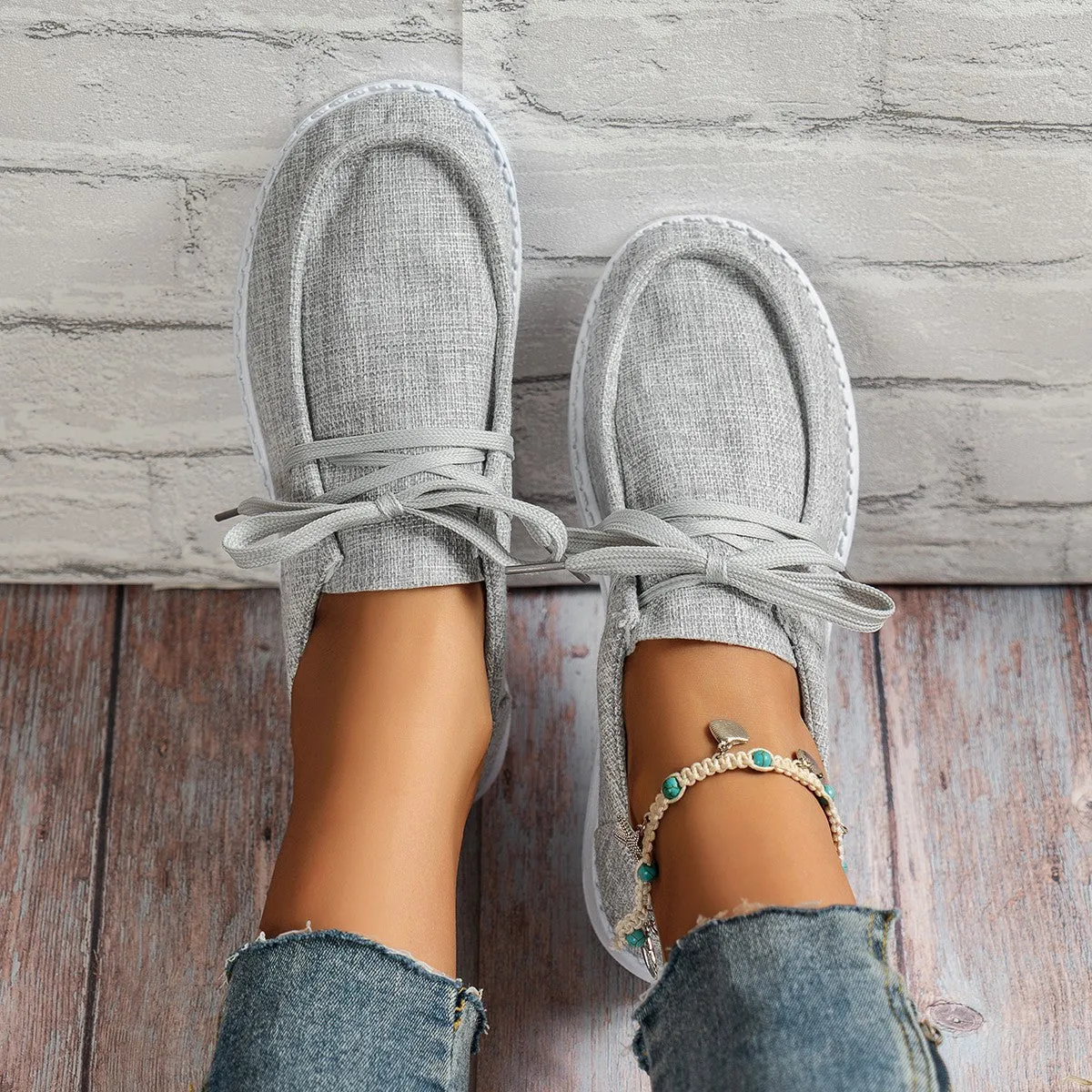 Soft Lace-Up Loafers Canvas Shoes