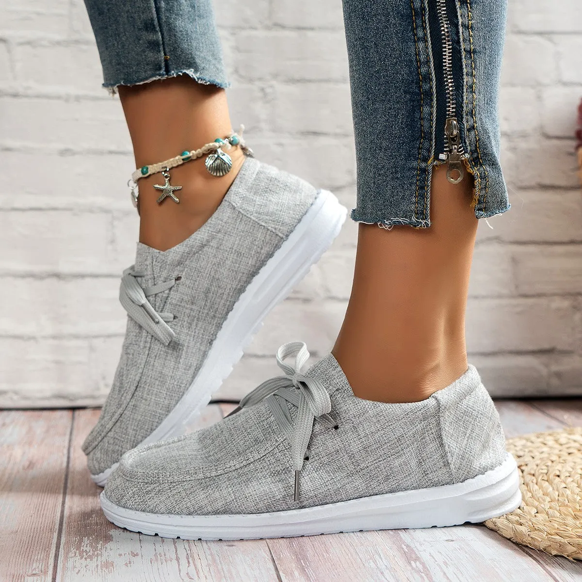 Soft Lace-Up Loafers Canvas Shoes