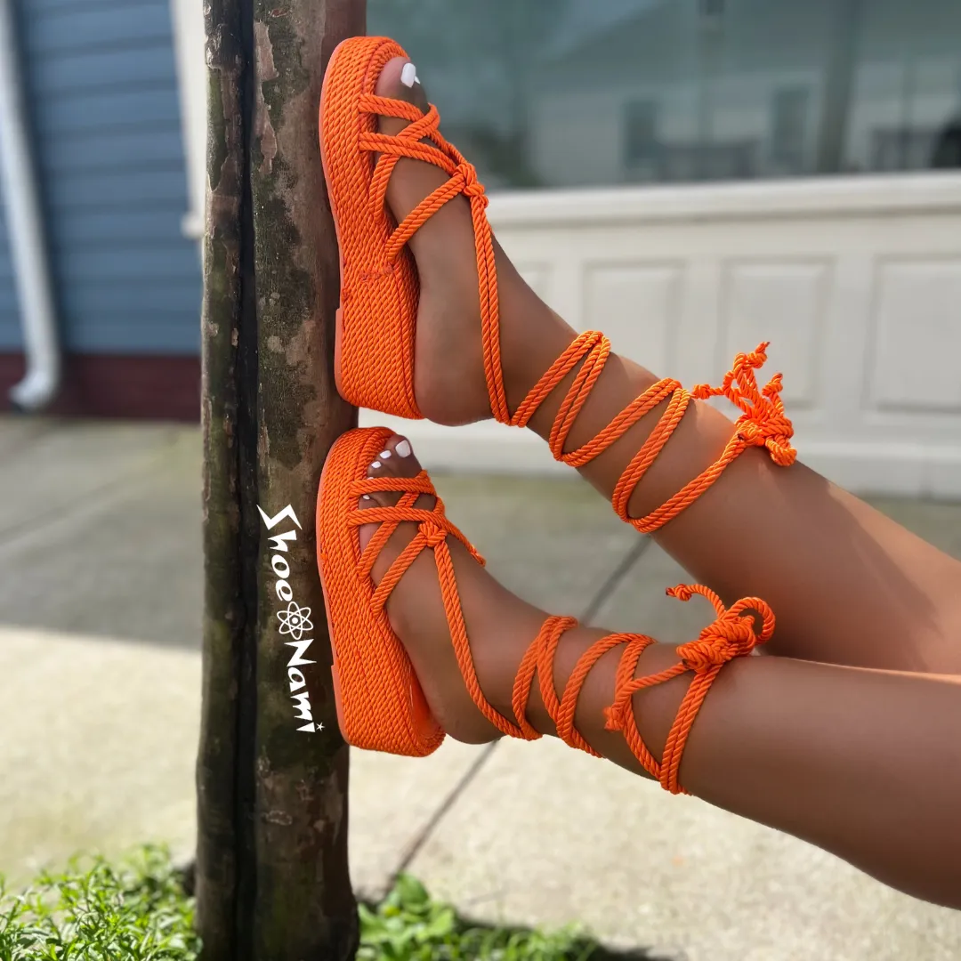 ST BARTH Orange Rope Espadrille Sandals