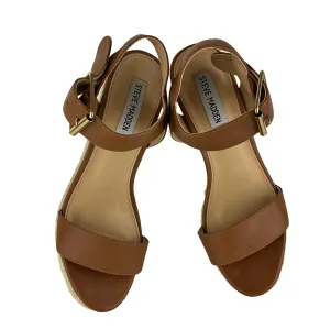 Steven Madden Women's Platform Sandals Santorini Brown Leather Sz 8M Pre-Owned