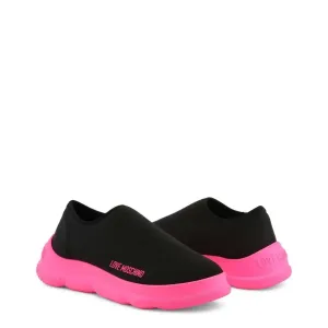 Vibrant Black and Neon Pink Slip-On Sneakers for Trendy Comfort