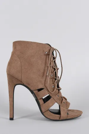 Wild Diva Lounge Lace Up Cage Booties