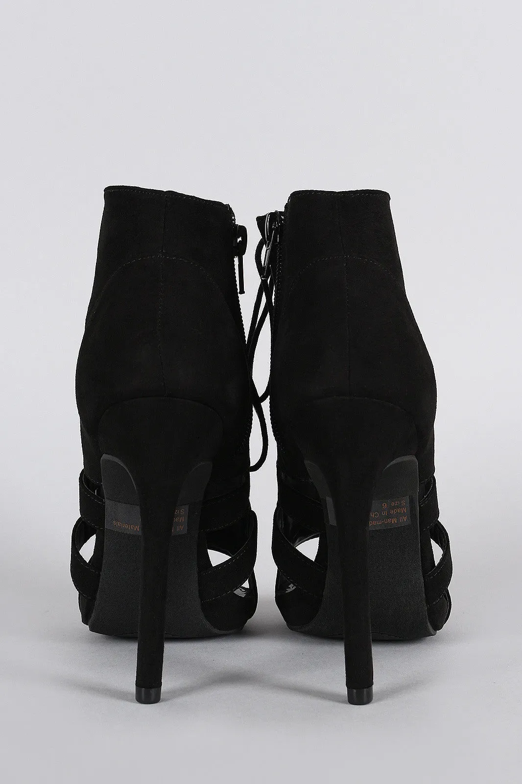 Wild Diva Lounge Lace Up Cage Booties