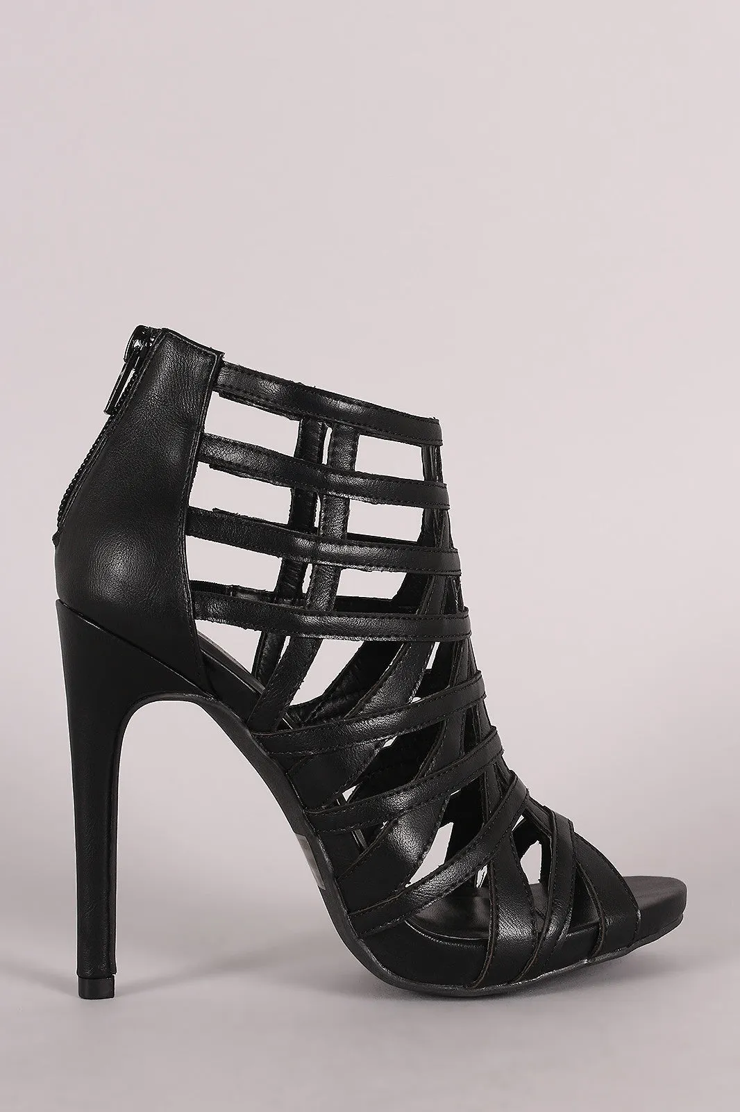 Wild Diva Lounge Strappy Caged Stiletto Heel