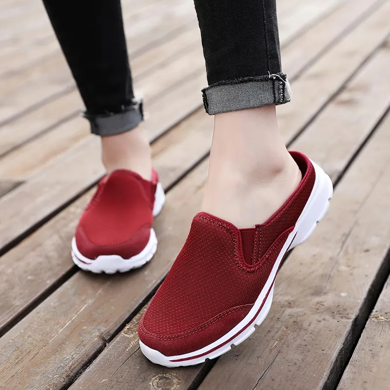 Women Mesh Half-Sneakers - Lightweight  Slip-on