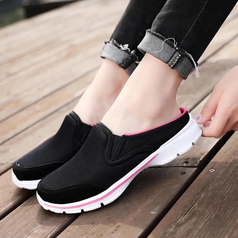 Women Mesh Half-Sneakers - Lightweight  Slip-on