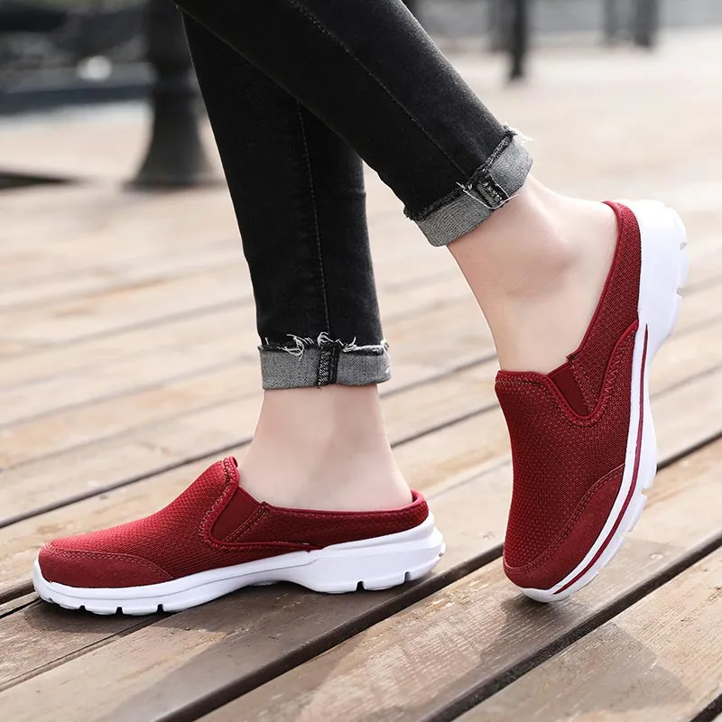 Women Mesh Half-Sneakers - Lightweight  Slip-on