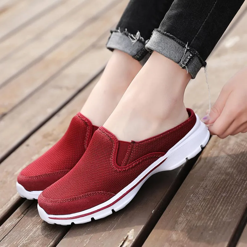 Women Mesh Half-Sneakers - Lightweight  Slip-on