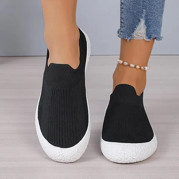 Women's Casual Mesh Slip-On Black Breathable Flats 15001840S