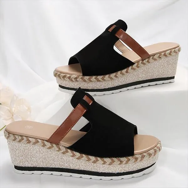 Women's Casual Wedge Heel Espadrilles Slippers 23283676S