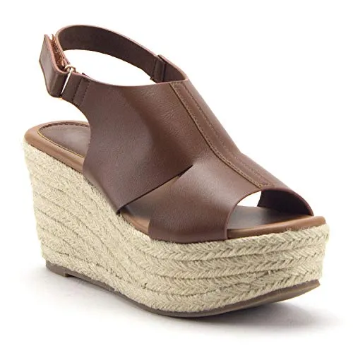 Women's Prema-02 Flatform Espadrilles Platform Sling Back Wedges Sandals Shoes