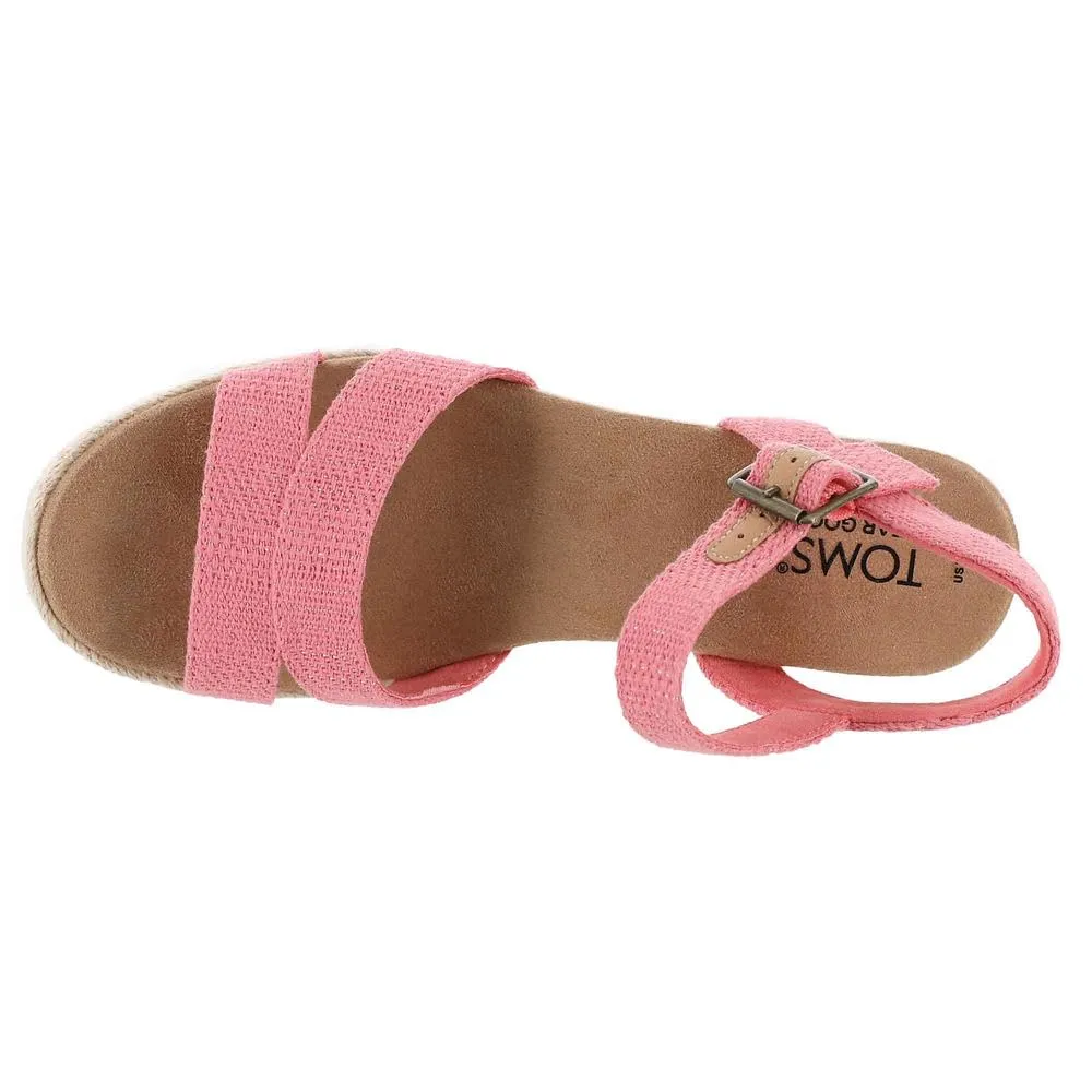 Women's Shoes TOMS AUDREY Ankle Strap Wedge Sandals 10020746 PINK METALLIC