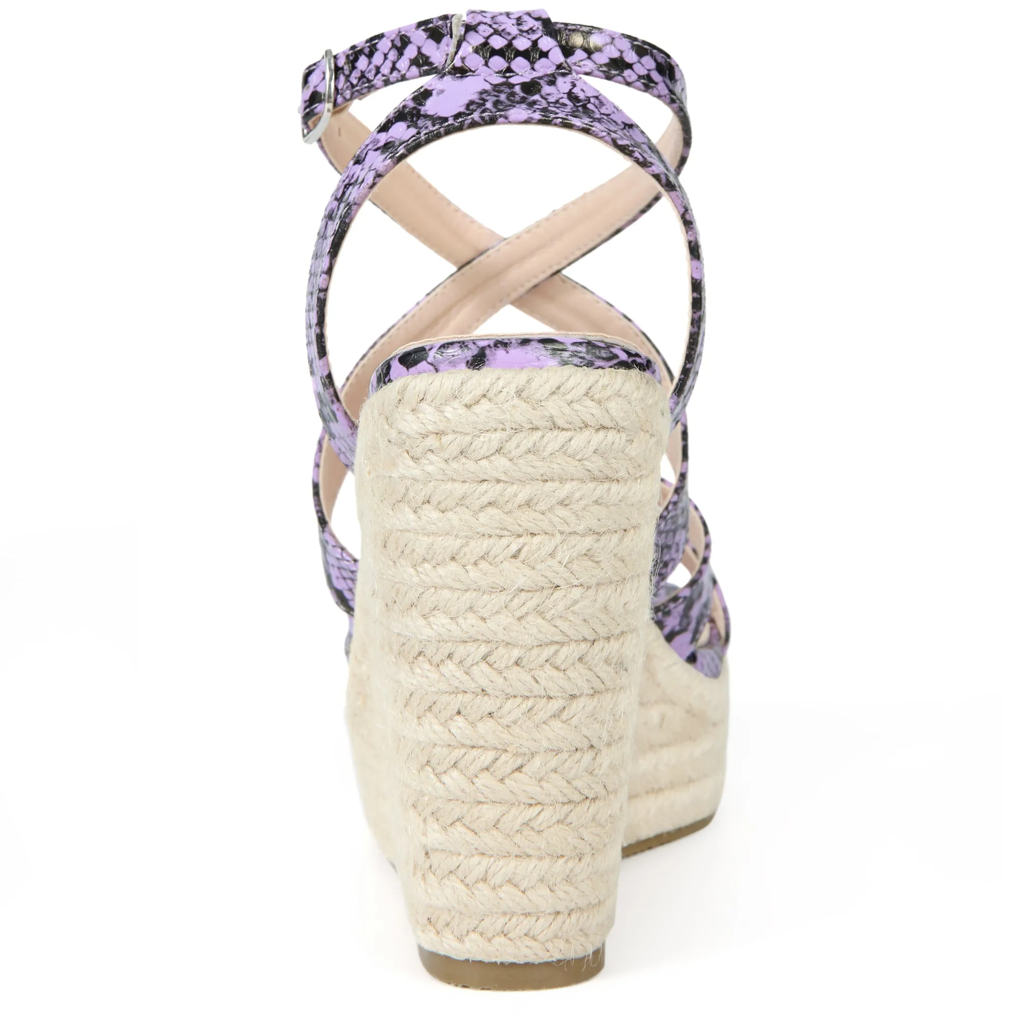 Women's Snake Print Platform Slingback Strappy Espadrille Wedges Sandals