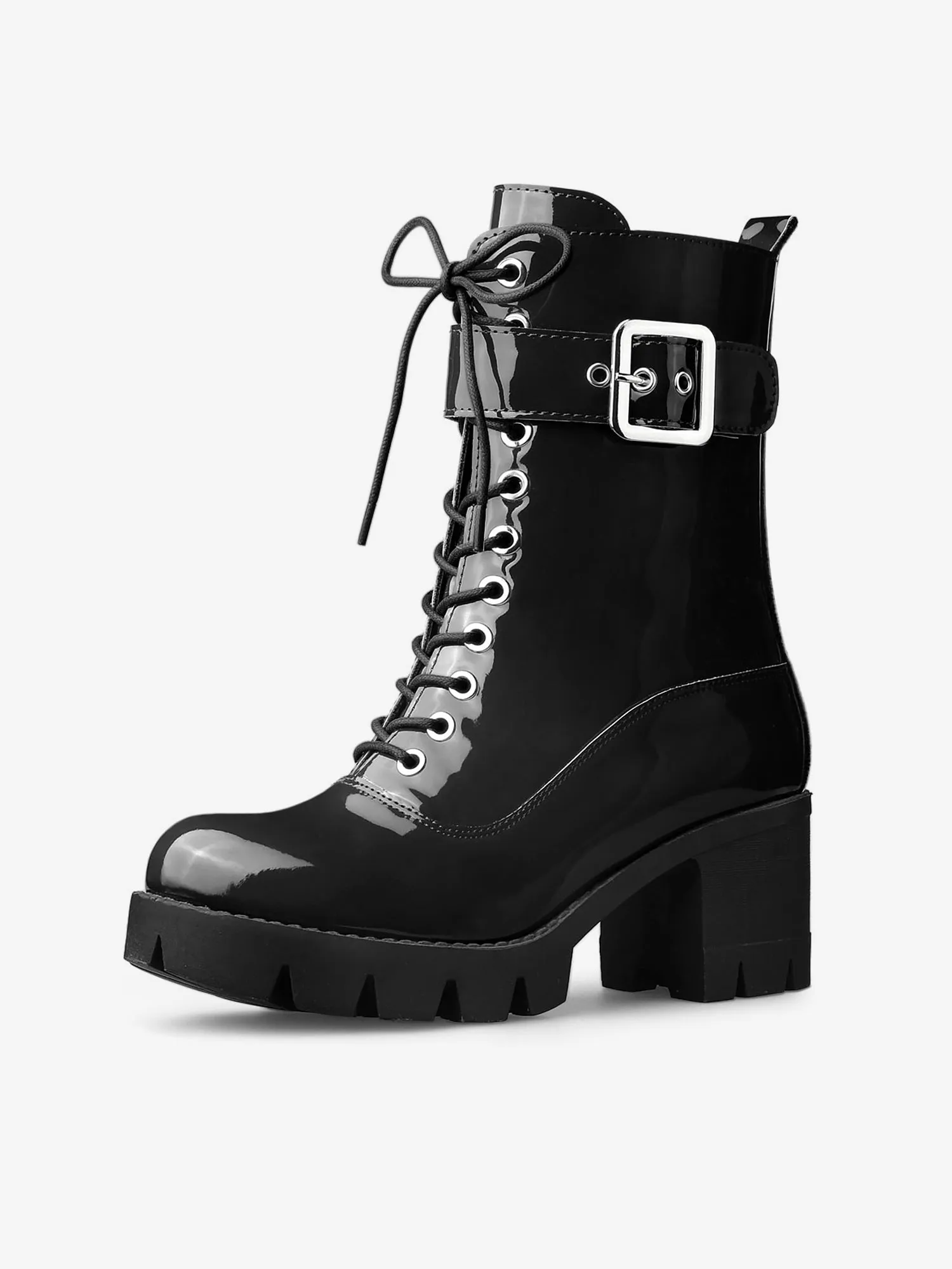 Zip Platform Chunky Heel Combat Boots