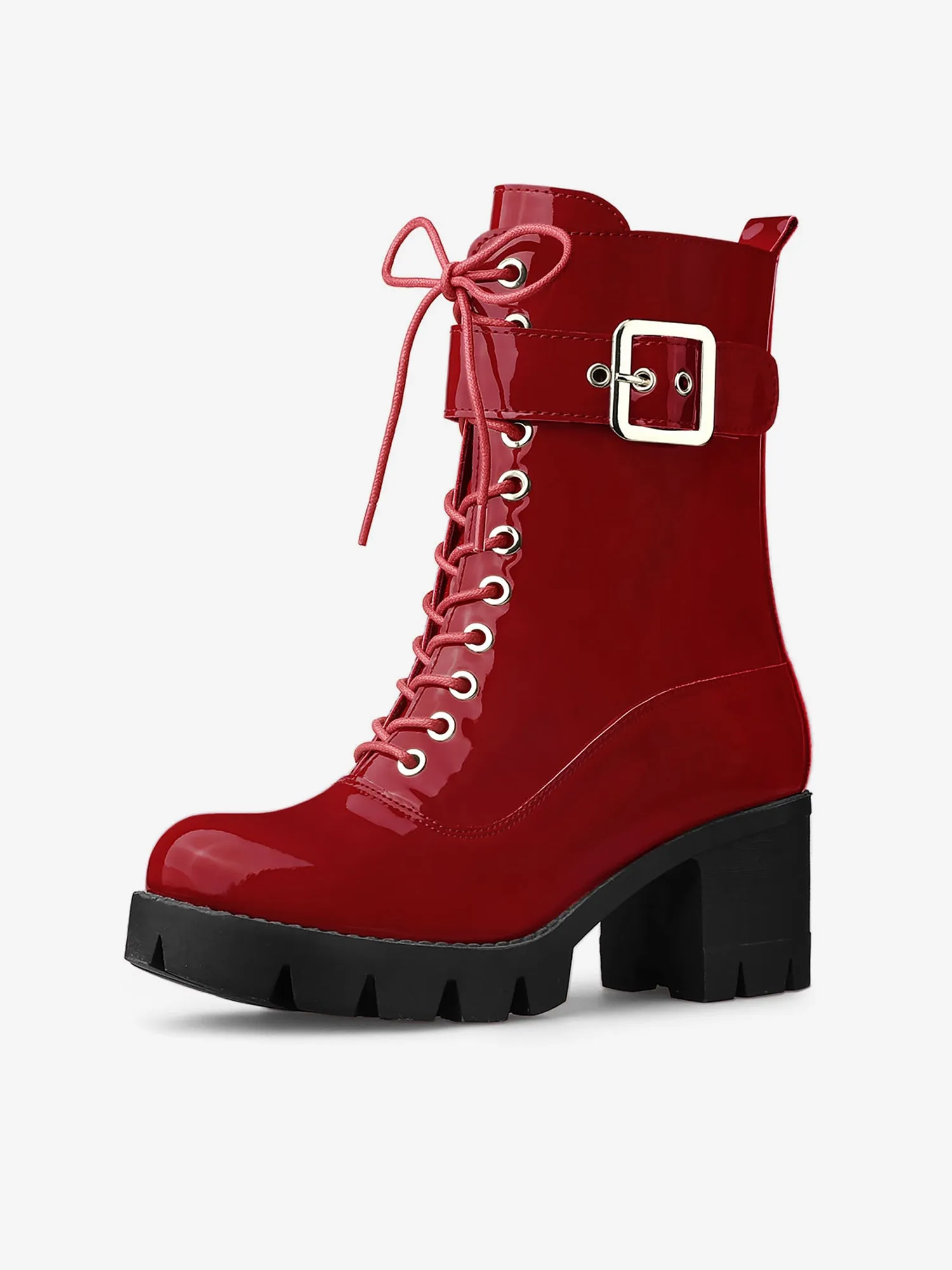 Zip Platform Chunky Heel Combat Boots