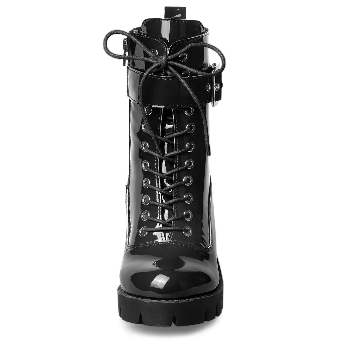 Zip Platform Chunky Heel Combat Boots