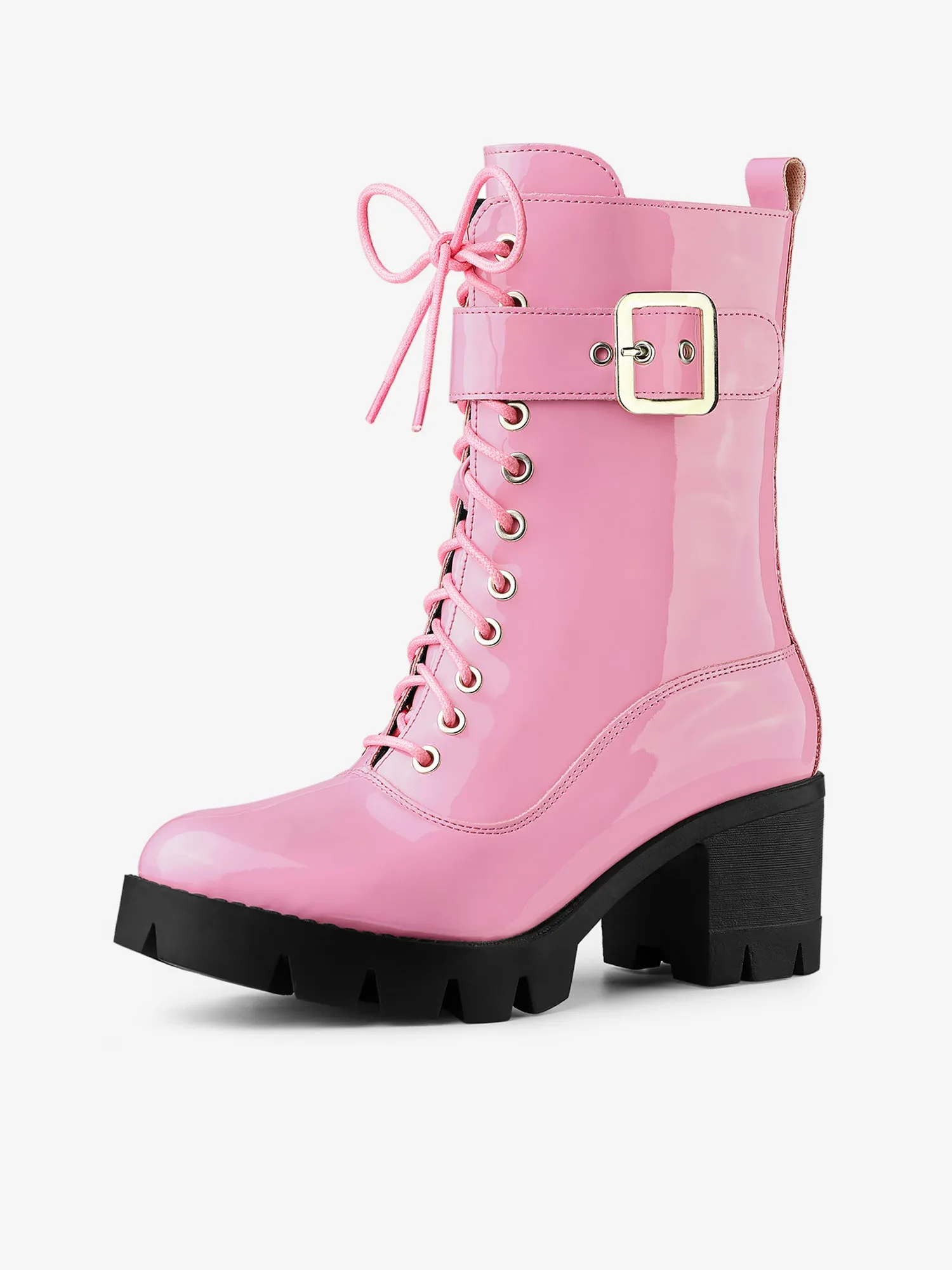 Zip Platform Chunky Heel Combat Boots